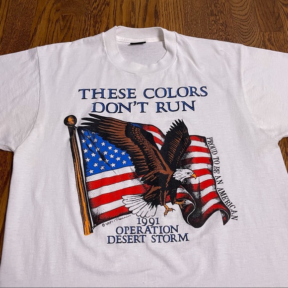 American Flag Eagle Desert Storm Patriotic T Shirt - Picture 3 of 12